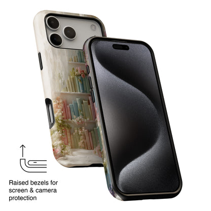 Colorful Floral Bookcase Design iPhone Case