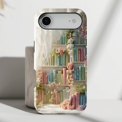 Colorful Floral Bookcase Design iPhone Case