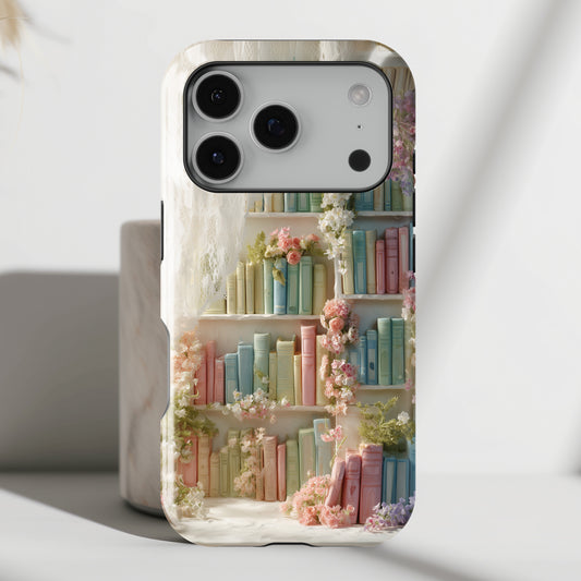 Colorful Floral Bookcase Design iPhone Case