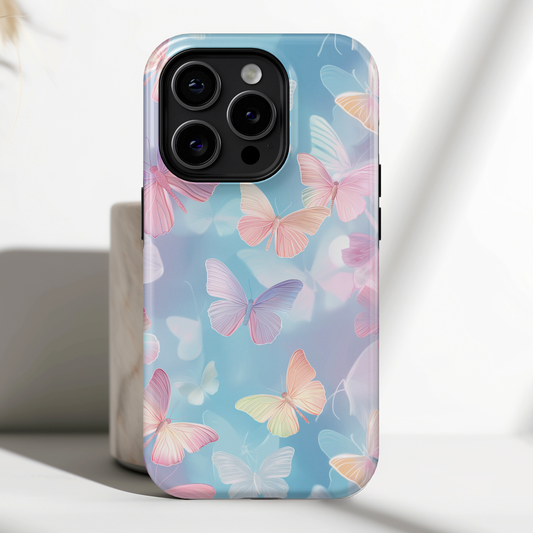 Colorful Pastel Color Butterflies Design iPhone Case