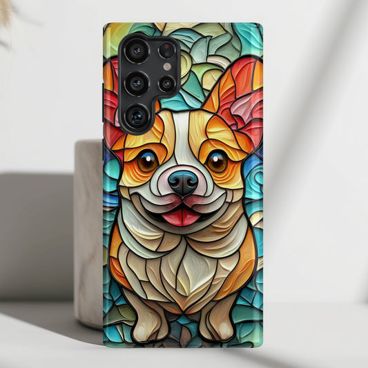 Colourful Corgi Stained Glass Design Phone Case for Galaxy S series Phones