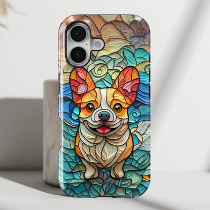 Colourful Corgi Stained Glass Design iPhone Case
