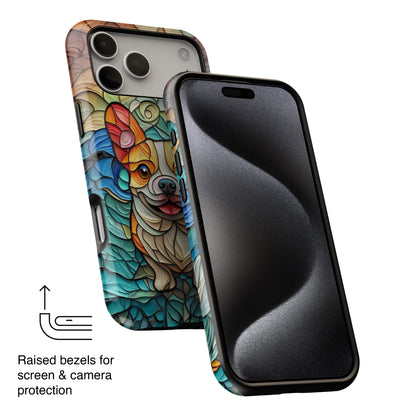 Colourful Corgi Stained Glass Design iPhone Case