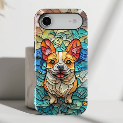 Colourful Corgi Stained Glass Design iPhone Case