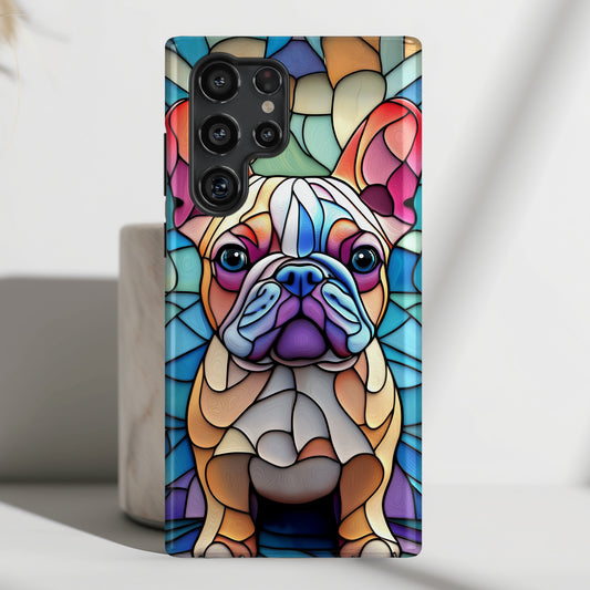 Colourful Frenchie Stained Glass Design Phone Case for Galaxy S series Phones