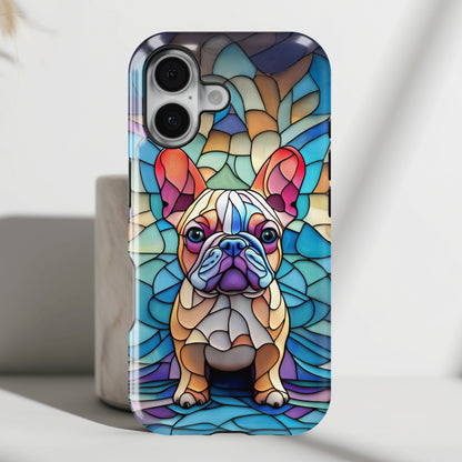 Colourful Frenchie Stained Glass Design iPhone Case