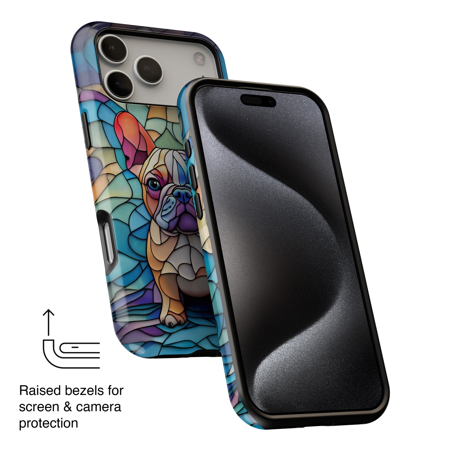 Colourful Frenchie Stained Glass Design iPhone Case