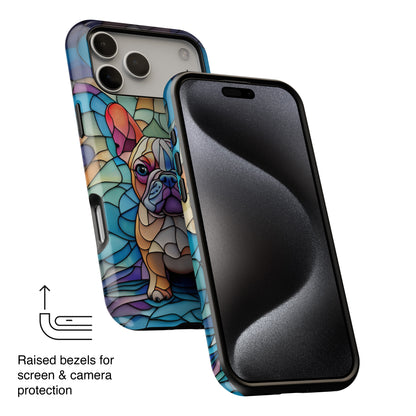 Colourful Frenchie Stained Glass Design iPhone Case