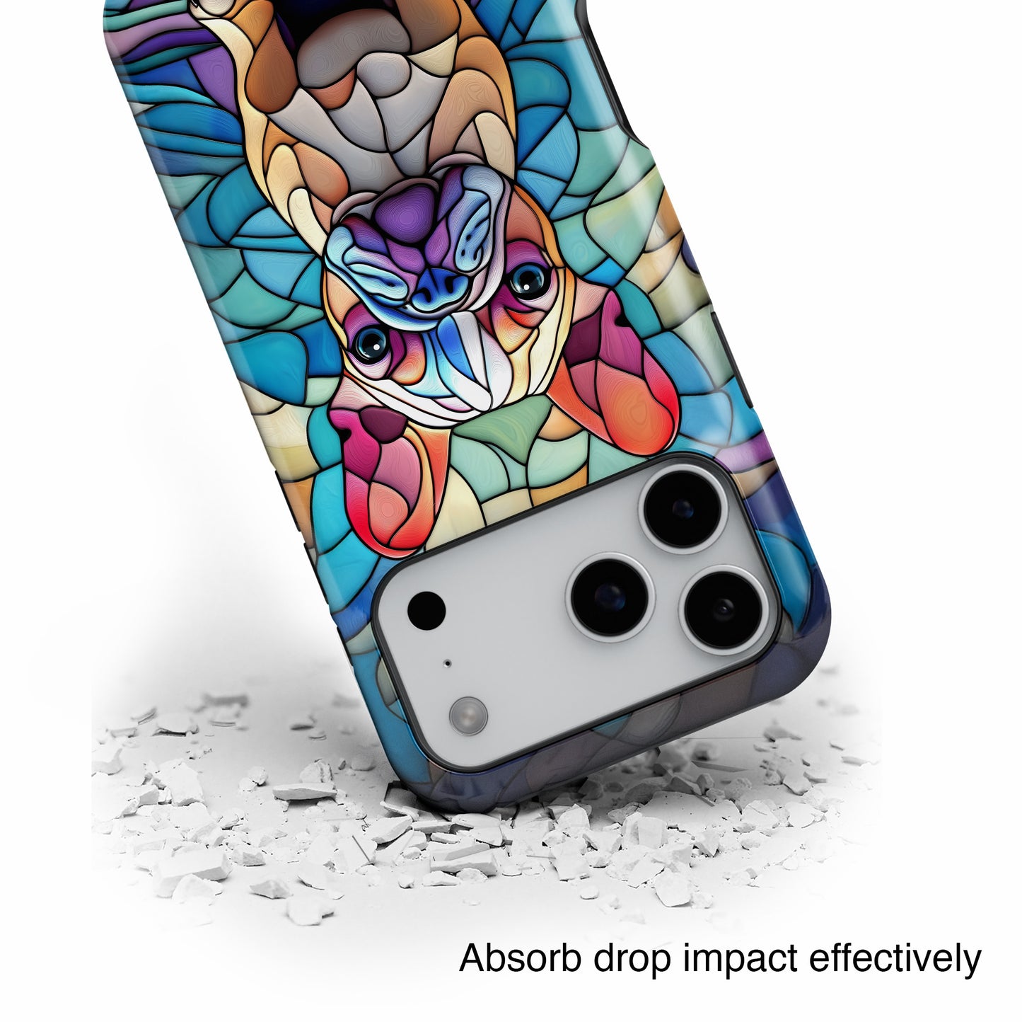 Colourful Frenchie Stained Glass Design iPhone Case