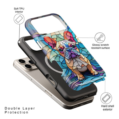 Colourful Frenchie Stained Glass Design iPhone Case
