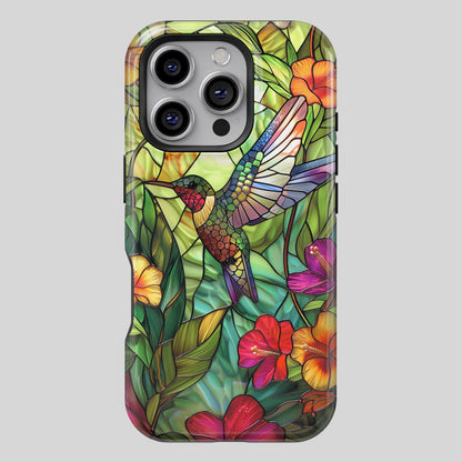 Colourful Hummingbird Stained Glass Design iPhone Case