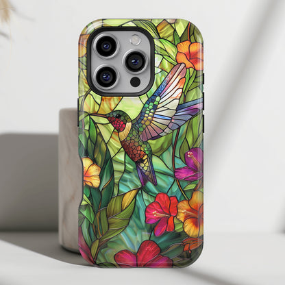 Colourful Hummingbird Stained Glass Design iPhone Case