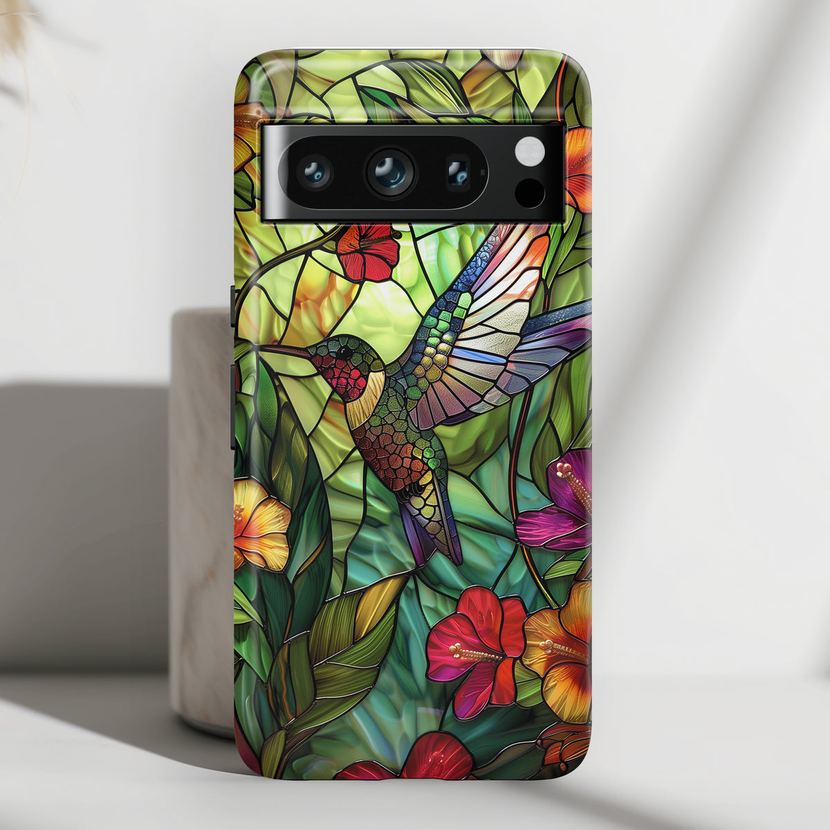 Colourful Hummingbird Stained Glass Design Google Pixel Phone Case ...