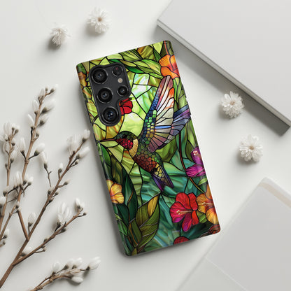 Colourful Hummingbird Stained Glass Design Samsung Phone Case