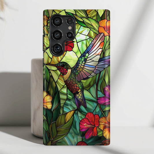 Colourful Hummingbird Stained Glass Design Samsung Phone Case