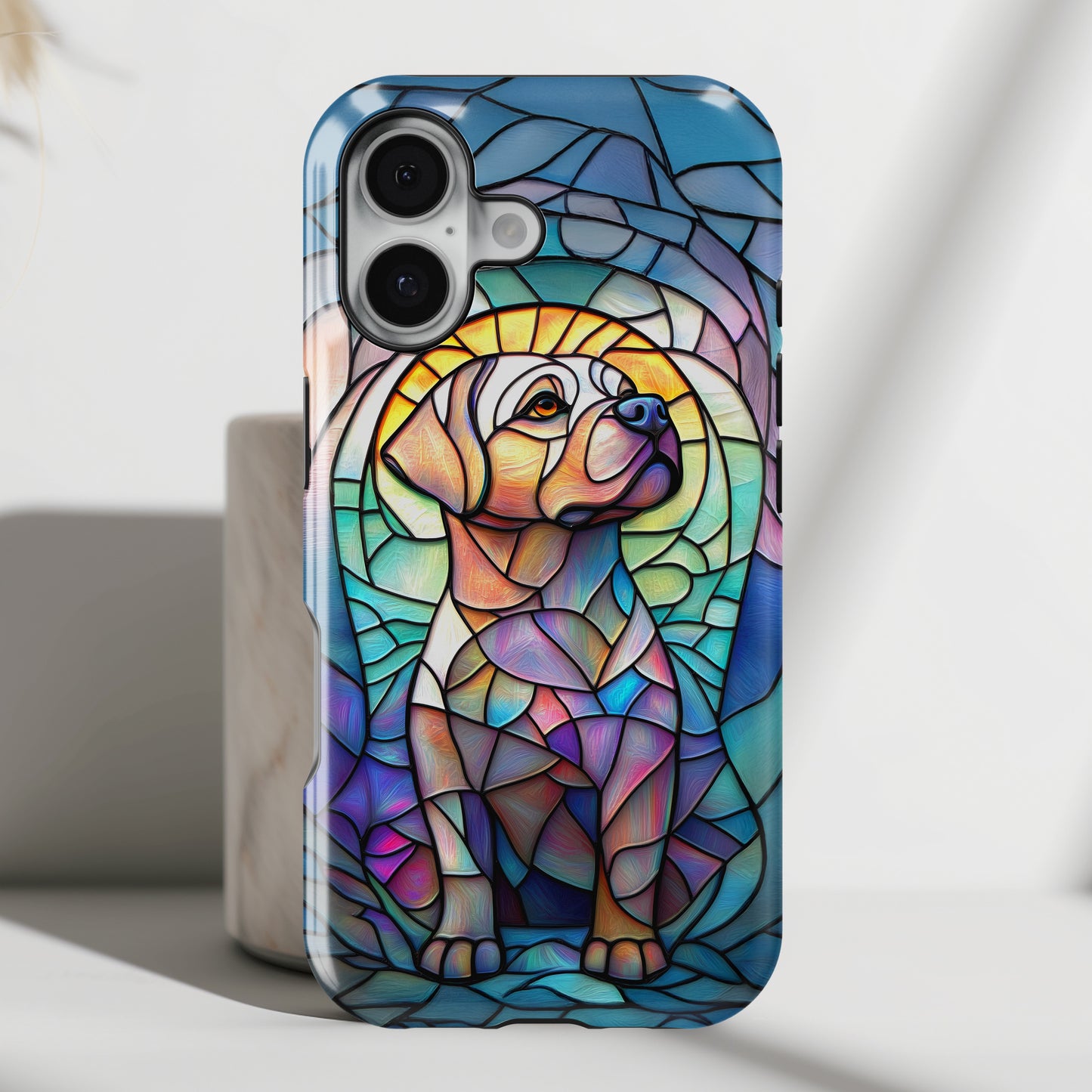 Colourful Labrador Stained Glass Design iPhone Case