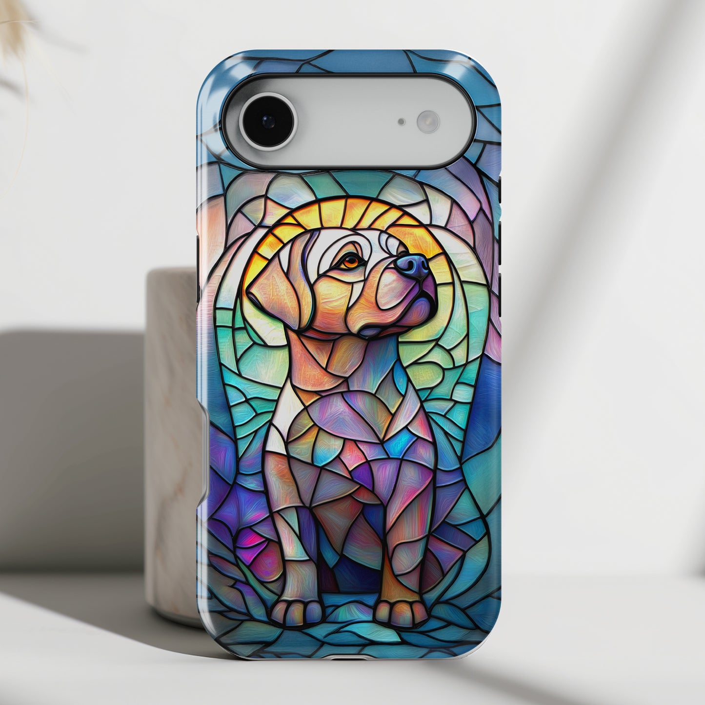 Colourful Labrador Stained Glass Design iPhone Case