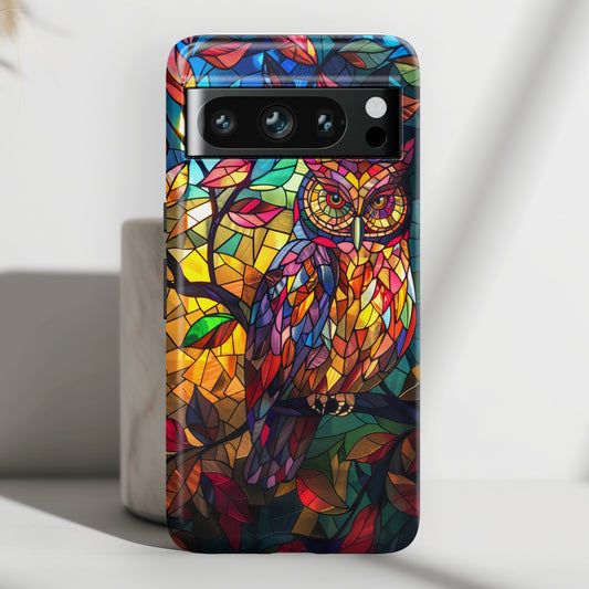 Colourful Owl Stained Glass Design Google Pixel Phone Case