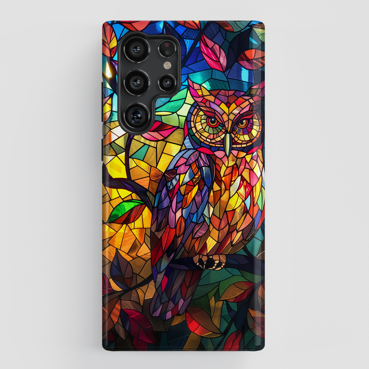 Colourful Owl Stained Glass Design Samsung Phone Case