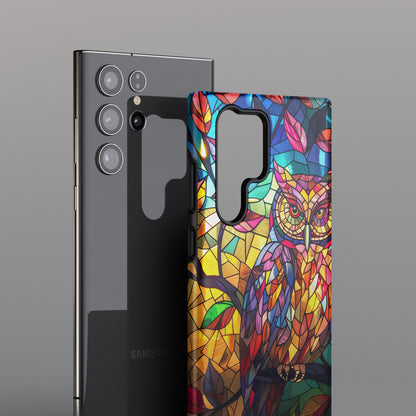 Colourful Owl Stained Glass Design Samsung Phone Case