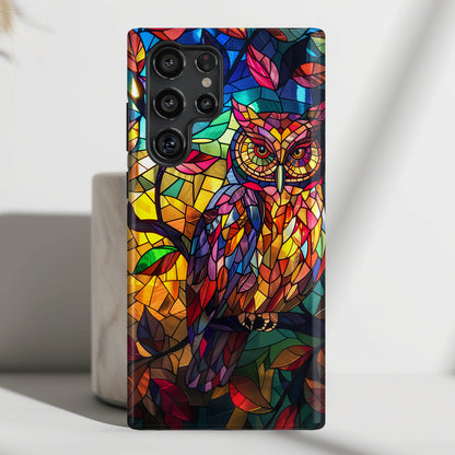 Colourful Owl Stained Glass Design Samsung Phone Case