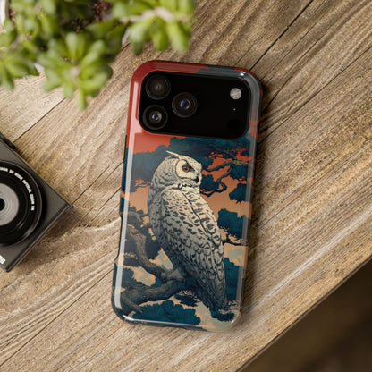 The Sunset Pine – Ukiyo-e Owl Design iPhone Case