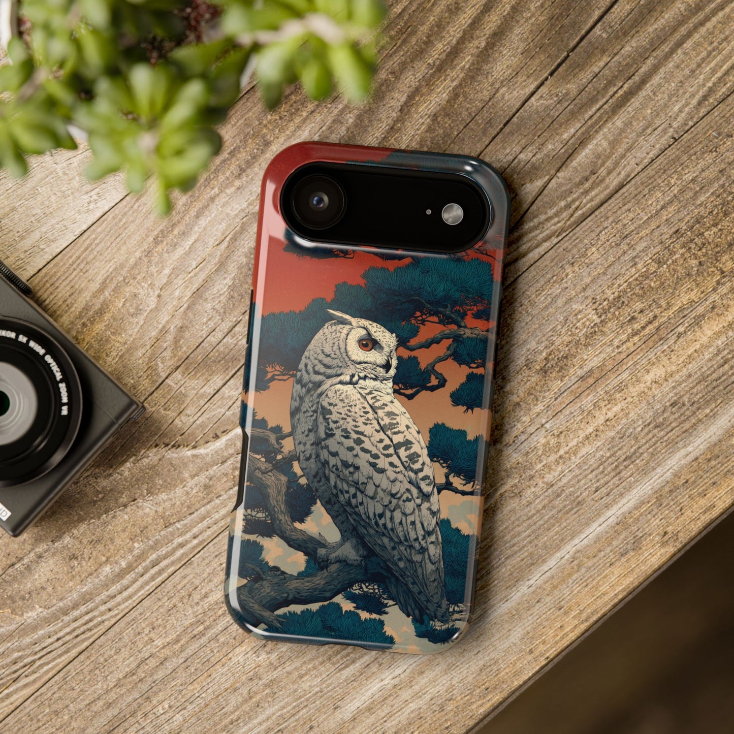 The Sunset Pine – Ukiyo-e Owl Design iPhone Case