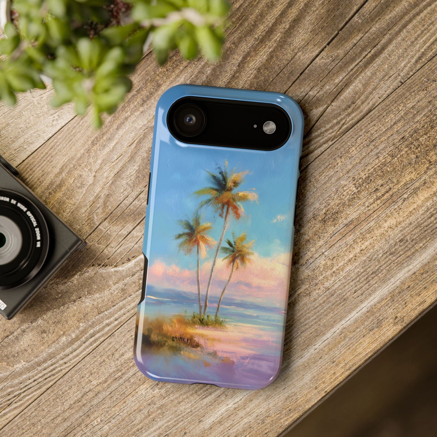 The Golden Hour Canvas – Painted Palm Design iPhone Case
