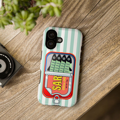 The Vintage Sardine Tin – Pop-Art Striped Design iPhone Case (Mint)
