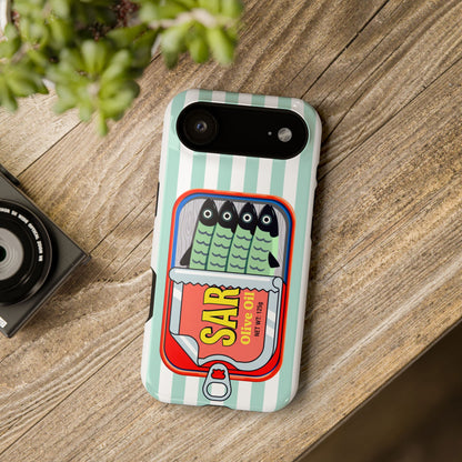 The Vintage Sardine Tin – Pop-Art Striped Design iPhone Case (Mint)