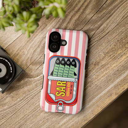 The Vintage Sardine Tin – Pop-Art Striped Design iPhone Case (Pink)