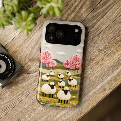 The Embroidered Meadow – Faux Needlepoint Design iPhone Case