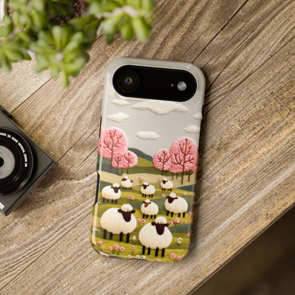 The Embroidered Meadow – Faux Needlepoint Design iPhone Case