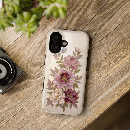 The Cloisonné Peony – Faux Stained Glass & Pearl Design iPhone Case