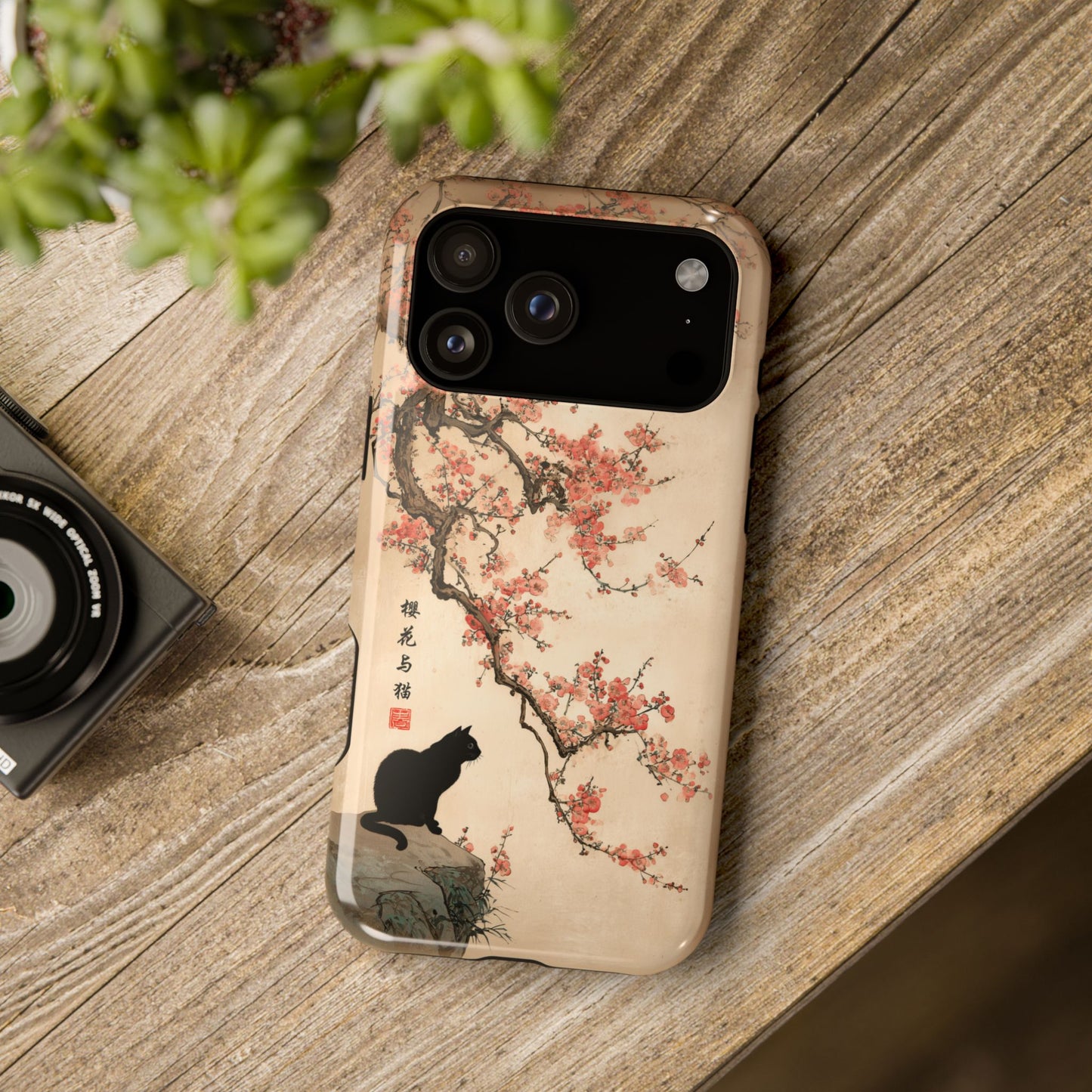 The Contemplative Cat – Traditional Ink Wash Design iPhone Case