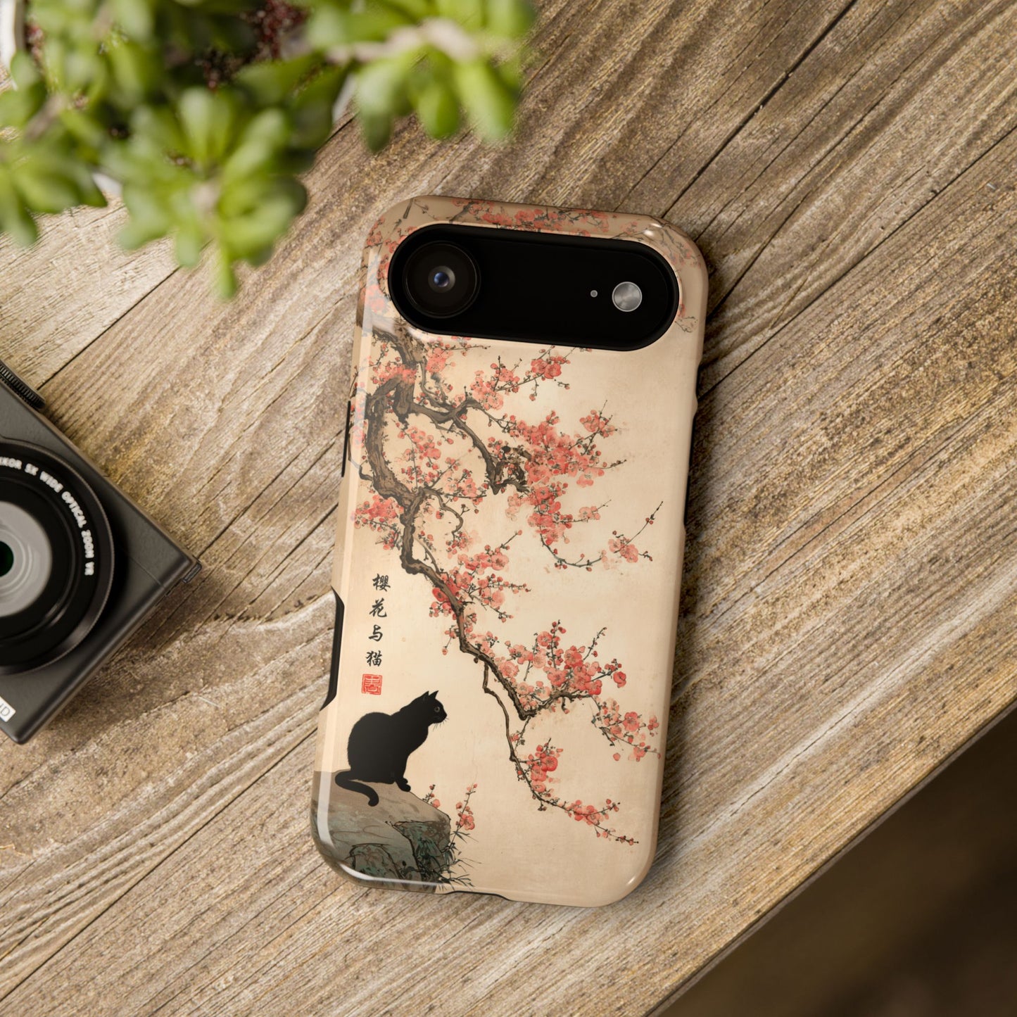 The Contemplative Cat – Traditional Ink Wash Design iPhone Case