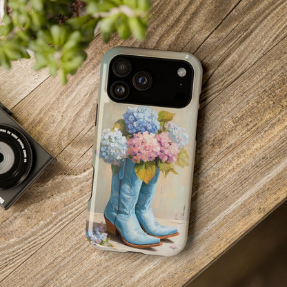 The Country Coquette – Impasto Boot & Hydrangea Design iPhone Case