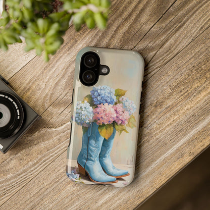 The Country Coquette – Impasto Boot & Hydrangea Design iPhone Case