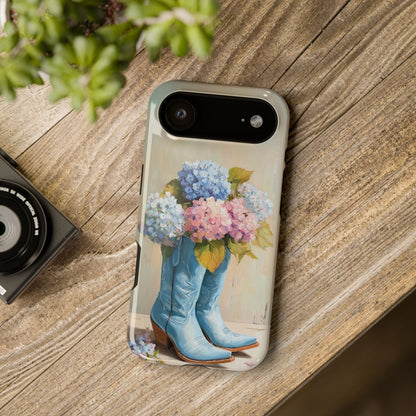 The Country Coquette – Impasto Boot & Hydrangea Design iPhone Case