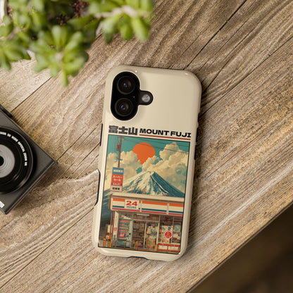 Fuji Golden Hour – Retro Anime Design iPhone Case