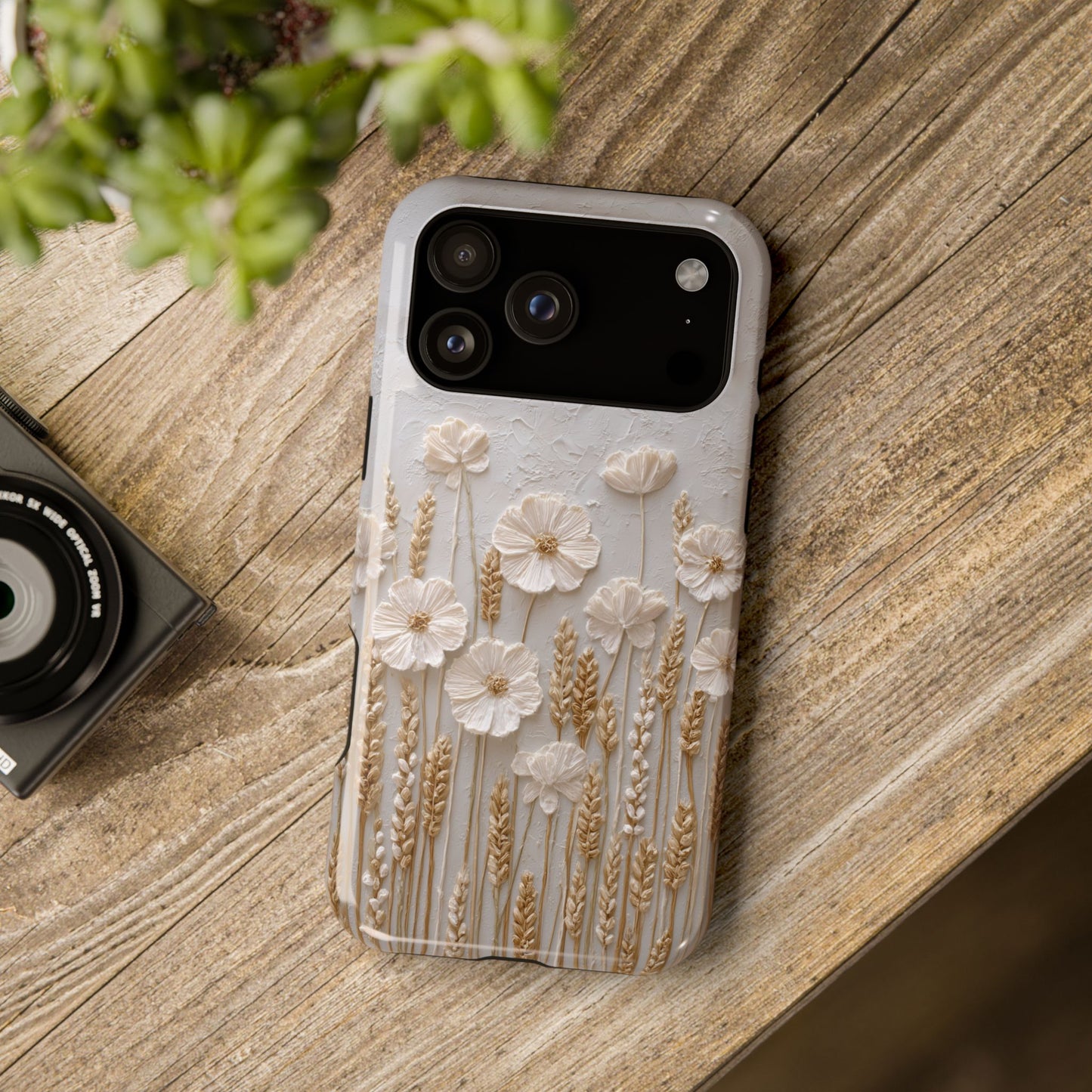 The Golden Meadow – 3D Impasto Botanical Design iPhone Case