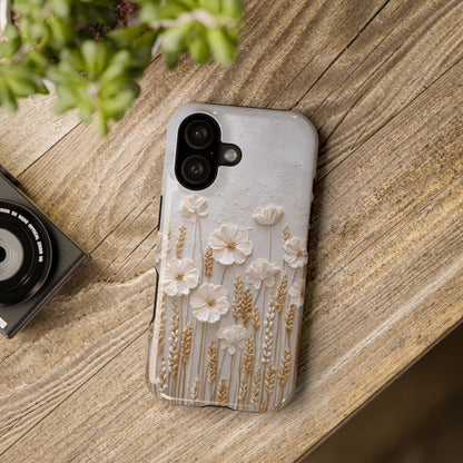 The Golden Meadow – 3D Impasto Botanical Design iPhone Case