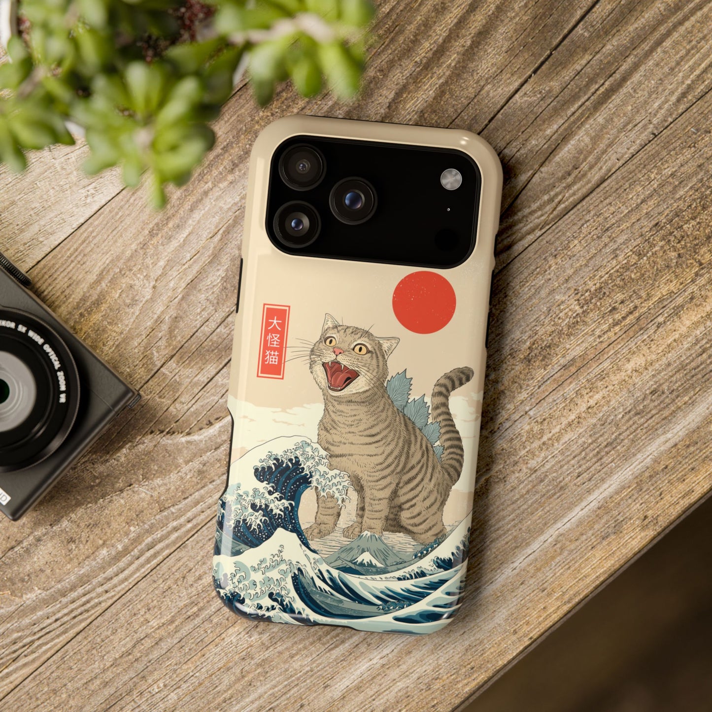 The Roaring Neko – Ukiyo-e Parody Design iPhone Case