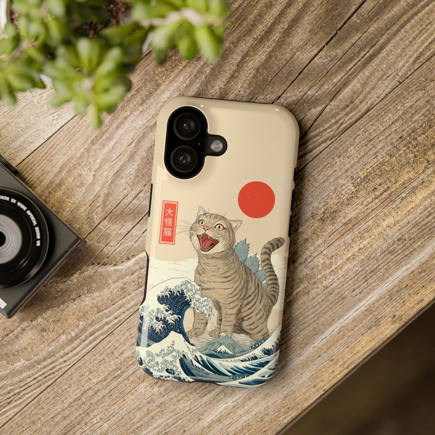 The Roaring Neko – Ukiyo-e Parody Design iPhone Case