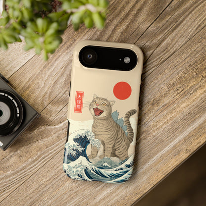 The Roaring Neko – Ukiyo-e Parody Design iPhone Case