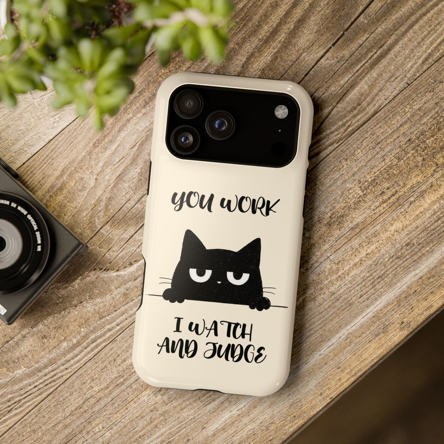 The Judgy Supervisor – Funny Black Cat Design iPhone Case