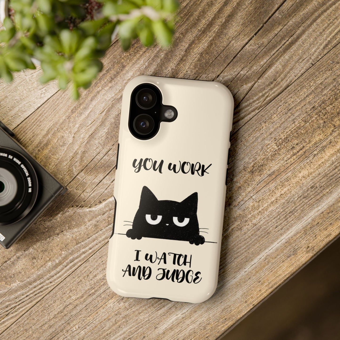 The Judgy Supervisor – Funny Black Cat Design iPhone Case