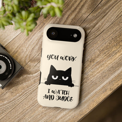 The Judgy Supervisor – Funny Black Cat Design iPhone Case