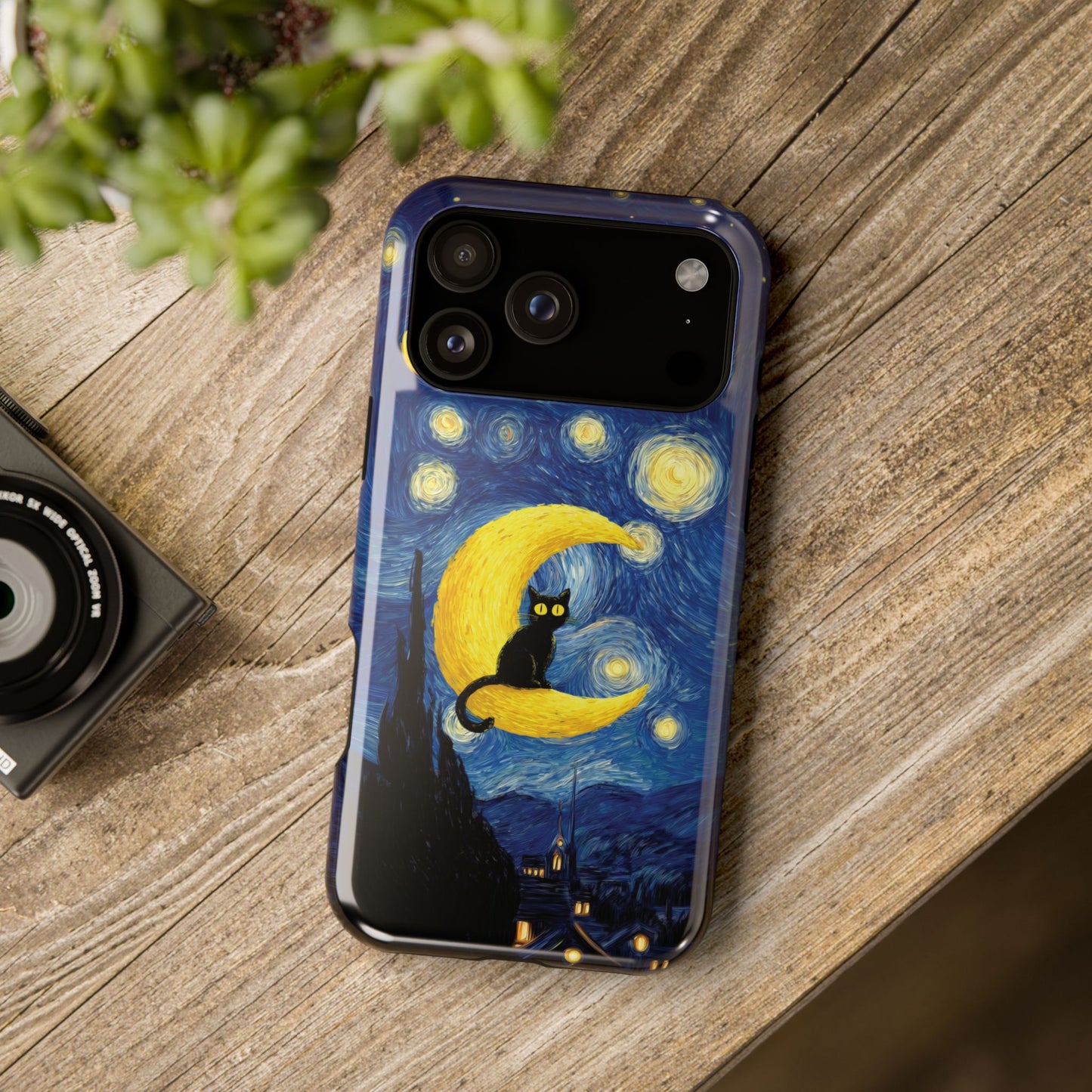 The Starry Night Feline – Fine Art Parody Design iPhone Case