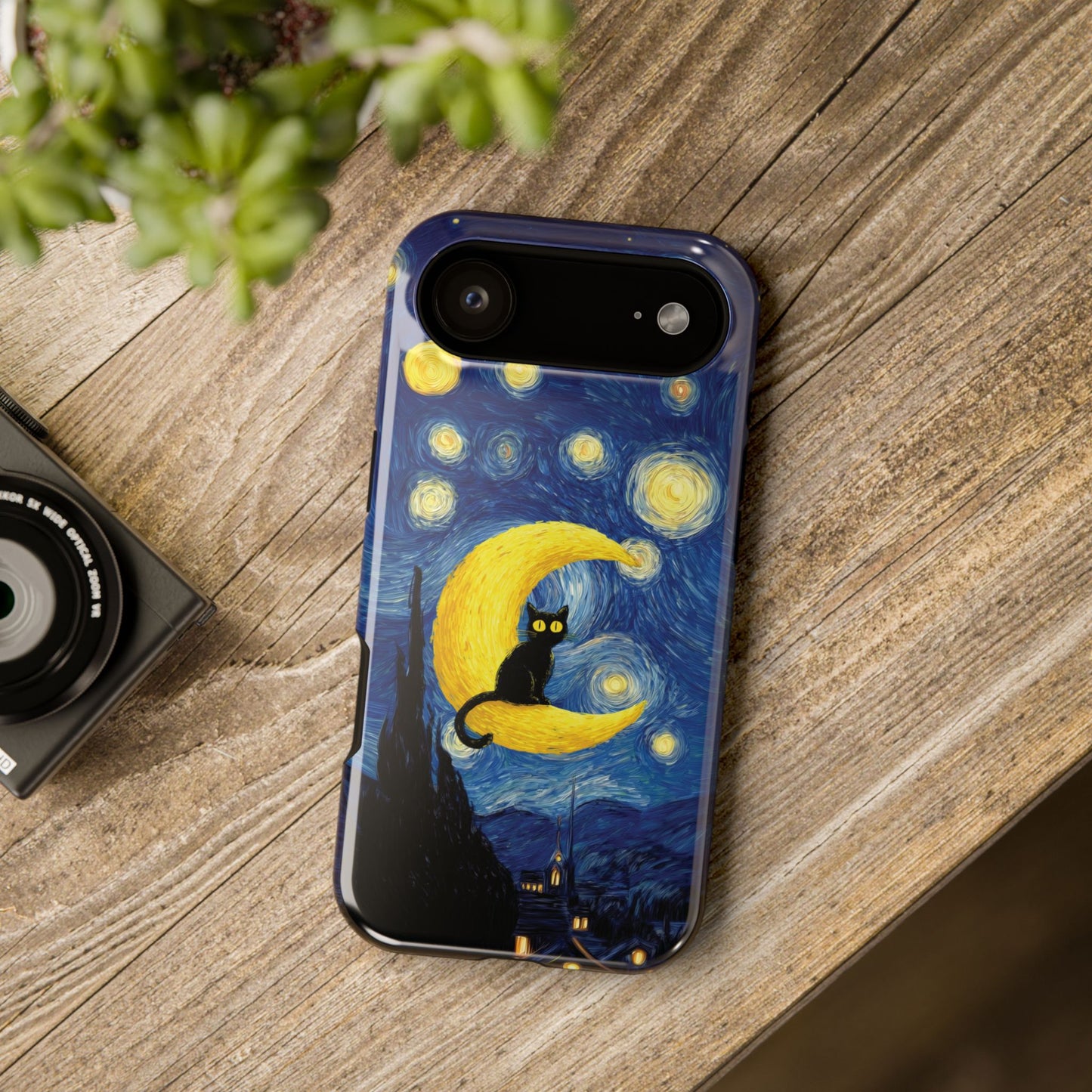 The Starry Night Feline – Fine Art Parody Design iPhone Case